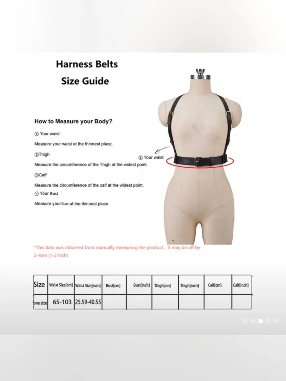 Black Pu Leather Adjustable Broad Harness Belt